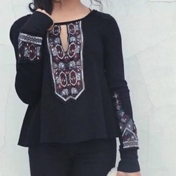 FREE People Marion blacke Embroidered thermal - Picture 10 of 10